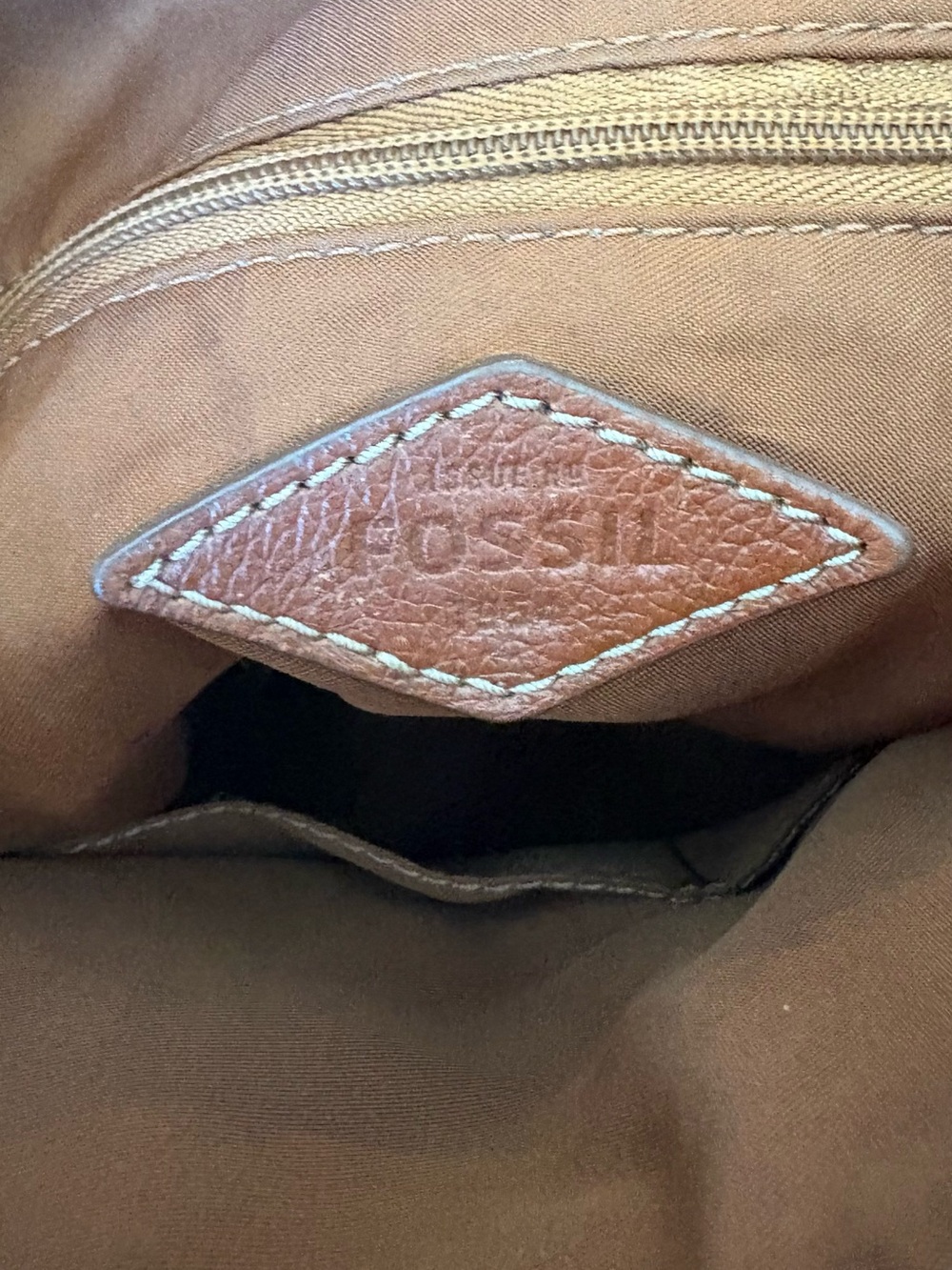 Fossil Brown Leather Crossbody Tote - Classic Women's Bag - Picture 7 of 11
